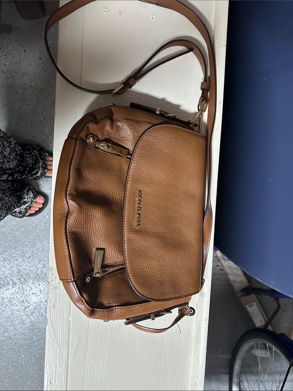 Michael Kors Brown Pebbled Leather Crossbody Bag